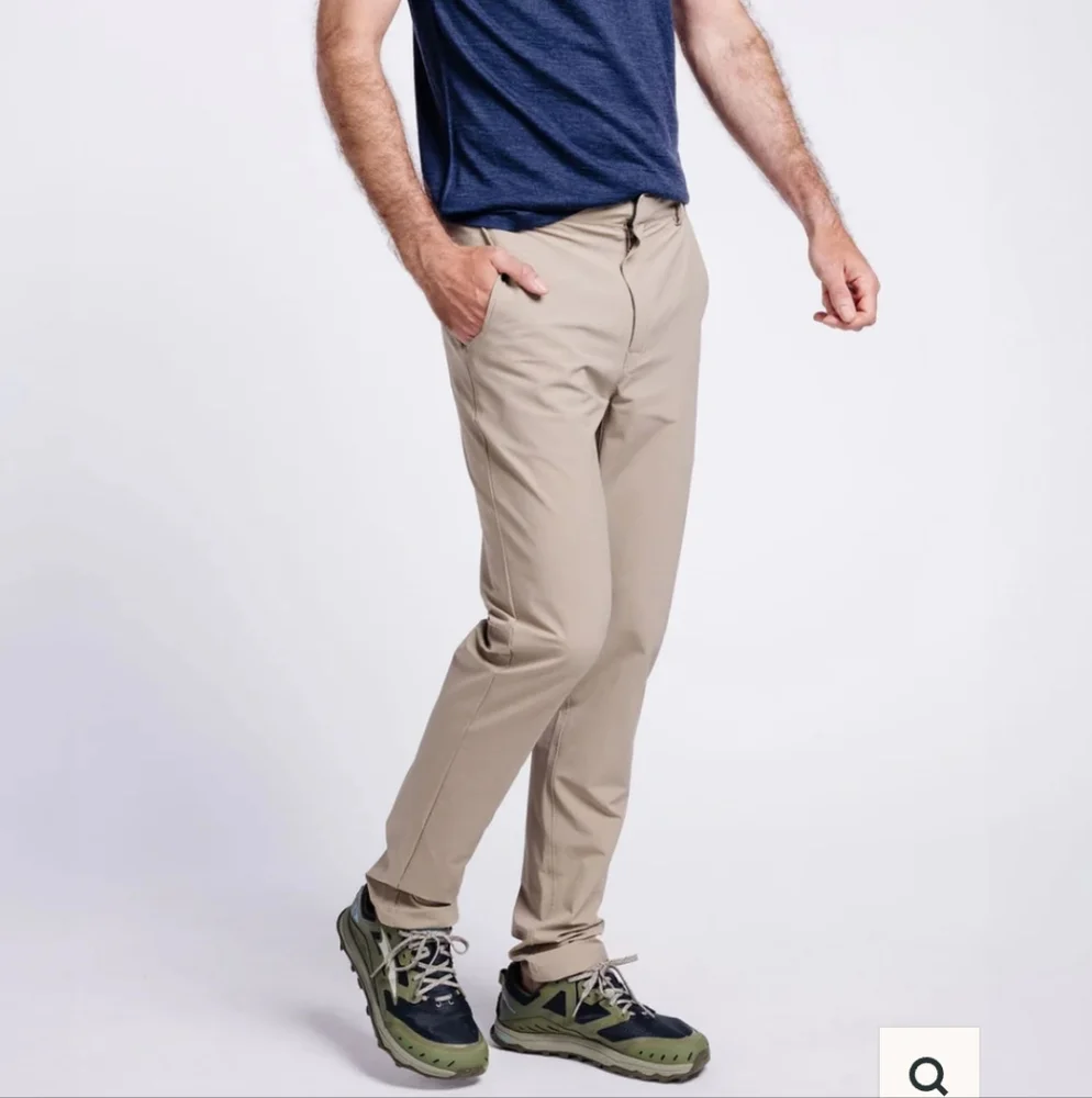 TravelSmith Pants Mens 34 Wool Blend Khaki‎ Flap Pocket Cuffed Pleated Tan